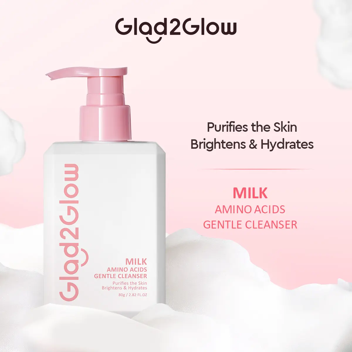 Glad2Glow MILK AMINO ACIDS GENTLE BRIGHTENING CLEANSER Brightening Facial Smooth