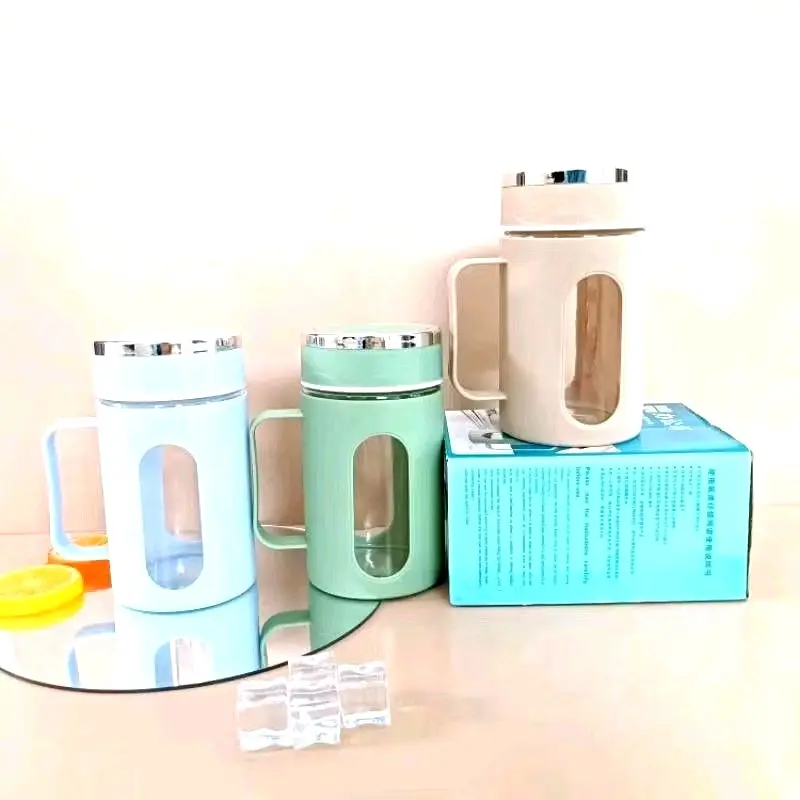 B ( B137 ) MUG KACA / GELAS KACA WARNA CANGKIR TUTUP 450 ML  + DUS 0