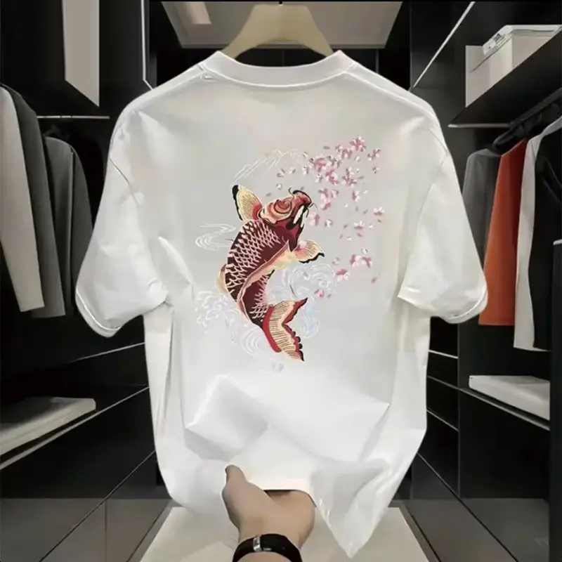T-Shirt IMOK Bermotif Katun Murni Lengan Pendek Unisex Musim Panas Kaos Lembut Wanita Polos Tee Loose Baju Oversize Putih Cewek Spandex Distro Pria Dewasa Atasan Tulisan Couple Oblong 7
