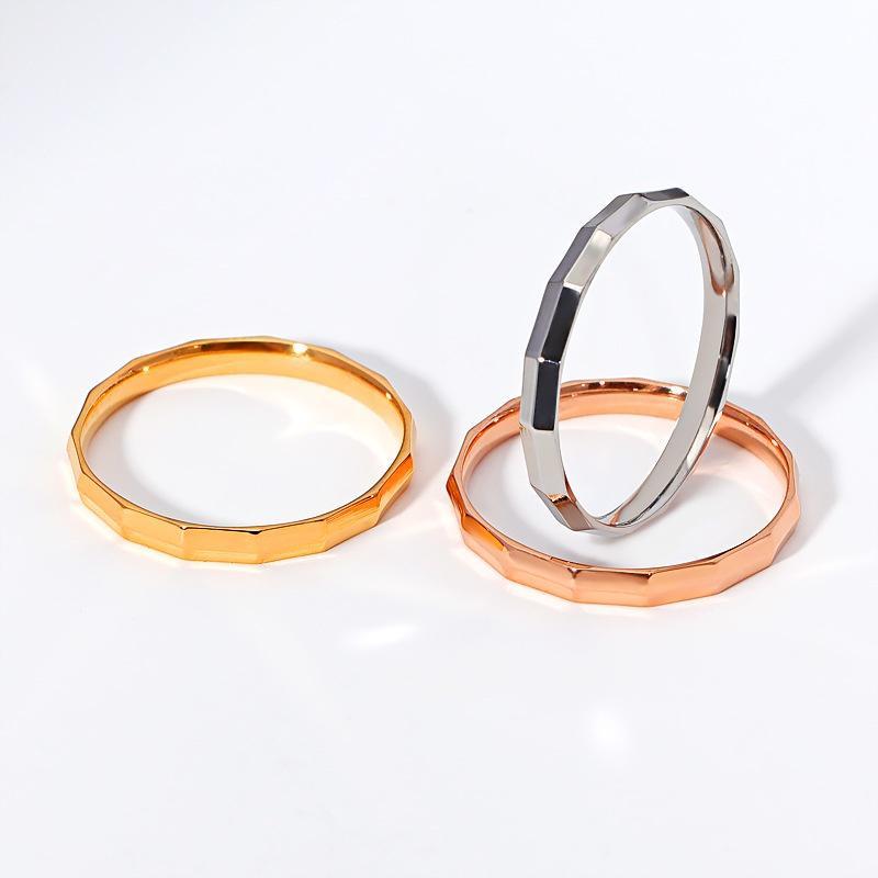Nhẫn Tráng Kim Loại, Mặt Thường, Thép Titan, Chống Gỉ, Dành Cho Phụ Nữ, Thép Không Gỉ, Không Phai Màu, Bền, Phụ Kiện Nữ 2