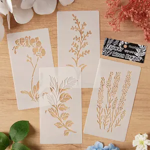 Stensil Menggambar Anak 4pcs 9,7x17,6 cm Floral Edition | Alat Menggambar | DIY Anak | Belajar Menggambar & Melukis | Mainan Edukatif