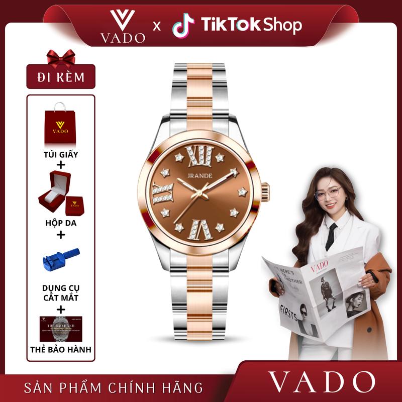 [LIVE 1 - DHJ9731] Đồng Hồ Nữ Đẹp Nhỏ Gọn Mặt Tròn, Dây Kim Loại, Mặt Số Đính Đá, Phong Cách Thanh Lịch - JRANDE DHJ9731