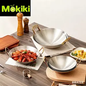 Mokiki Wajan Wok Stainless Steel Kuali Mini Gagang Kuping 30 cm Wajan Murah Penggorengan Kuali Masak Mariah Promo