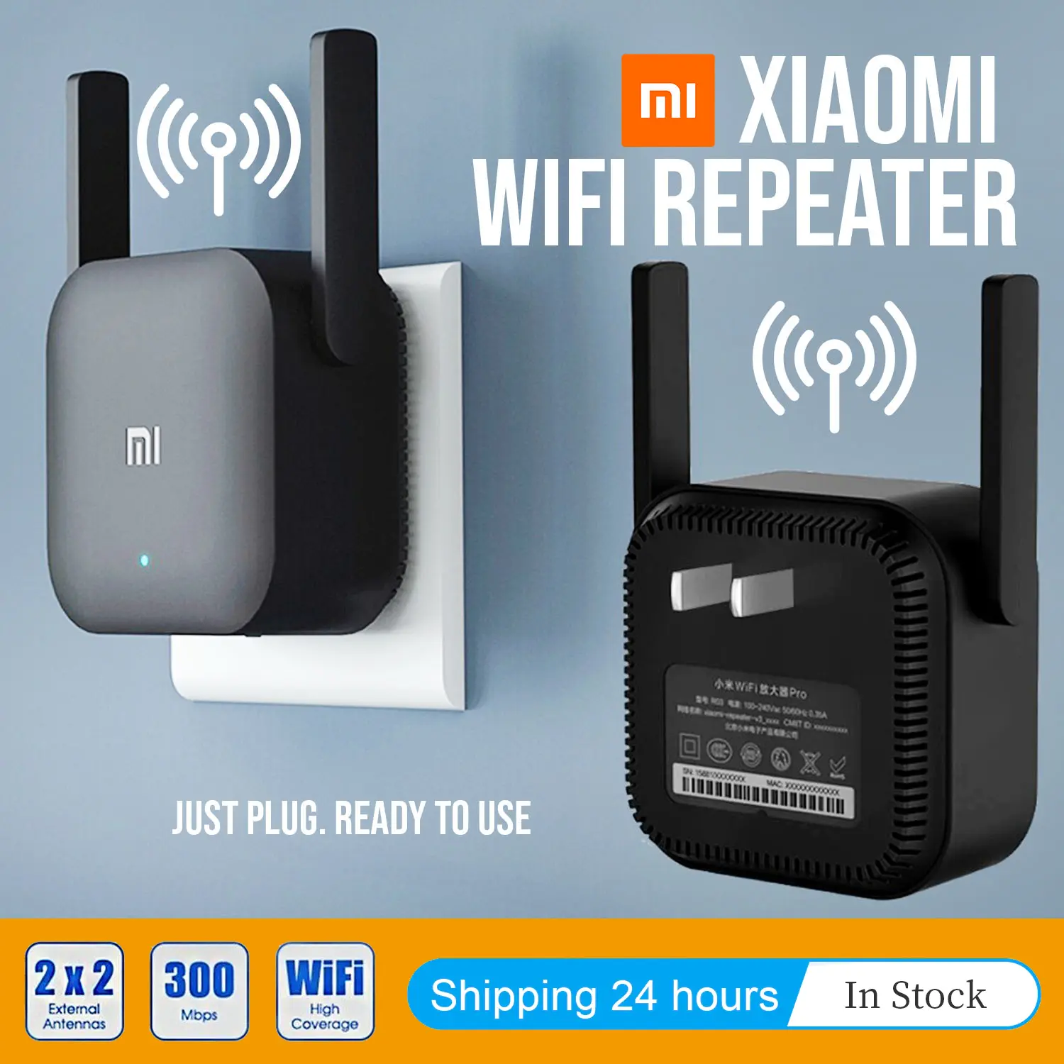 Xiaomi Mijia WiFi Repeater Pro Amplifier Router 300M 2.4G Repeater Network Mi Wireless Router 2 Antenna Wireless Amplifiers