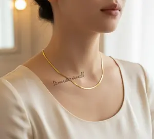 Kalung Polos Gepeng C1 Model  Terbaru Anti Karat Untuk Pria Atau Wanita Titanium