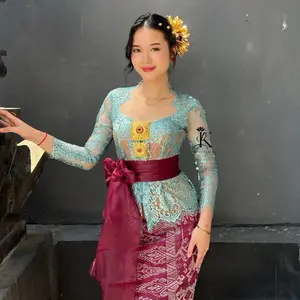 Lotuskebayabali | KEBAYA BROKAT LAKSMI | Kebaya Brokat Glosy Premium Leher Segilima | Kebaya Bali Modern