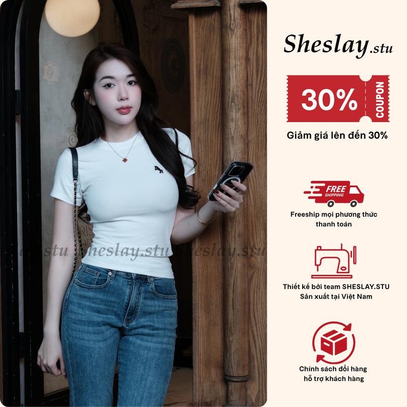 T-Shirt UNICORN - Áo Thun Ôm Body Nữ Kiểu Đẹp Cổ Tròn Thêu Unicorn- Vải Borip Xịn Mềm Mịn Thoáng Mát. Freesize Dưới 60kg