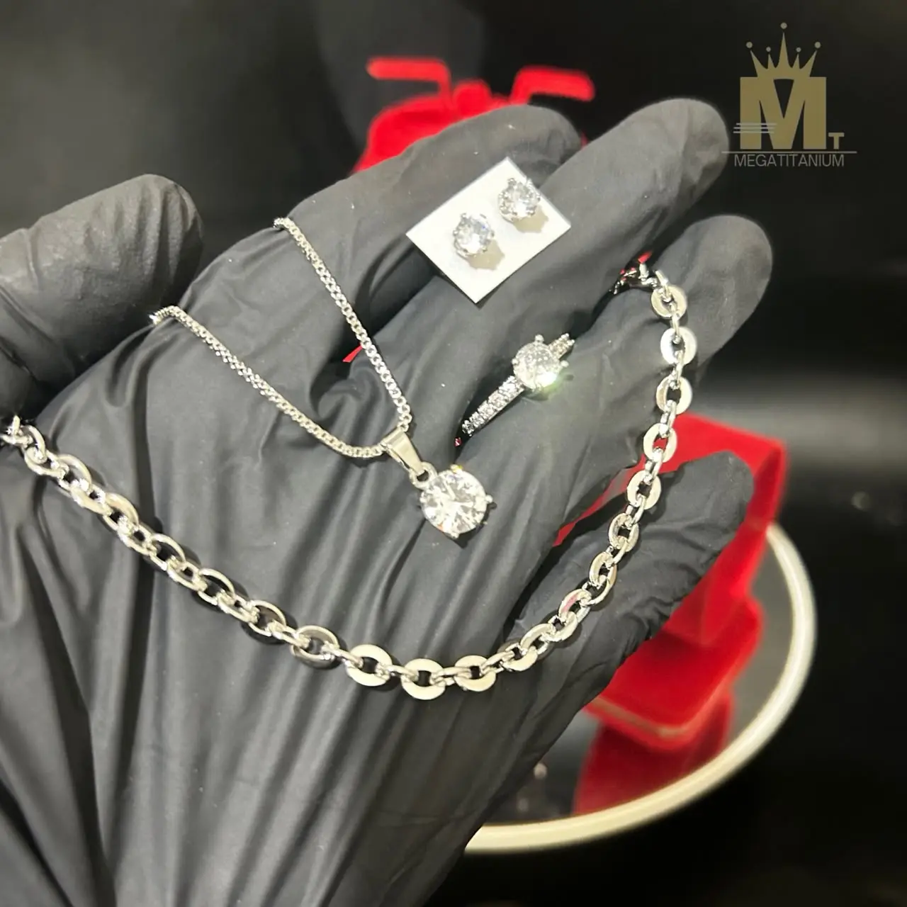 COD 1 Set Perhiasan Silver Isi Lengkap Kalung Gelang Cincin Anting Motif Terbaru Wanita Dewasa Nyaman Dipakai Seharian Best Seller Aksesoris Fashion Jewelry Sets Lapisan Emas Putih