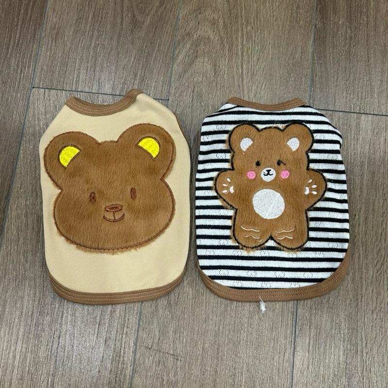 Áo ba lỗ thêu gấu thiết kế cho chó mèo