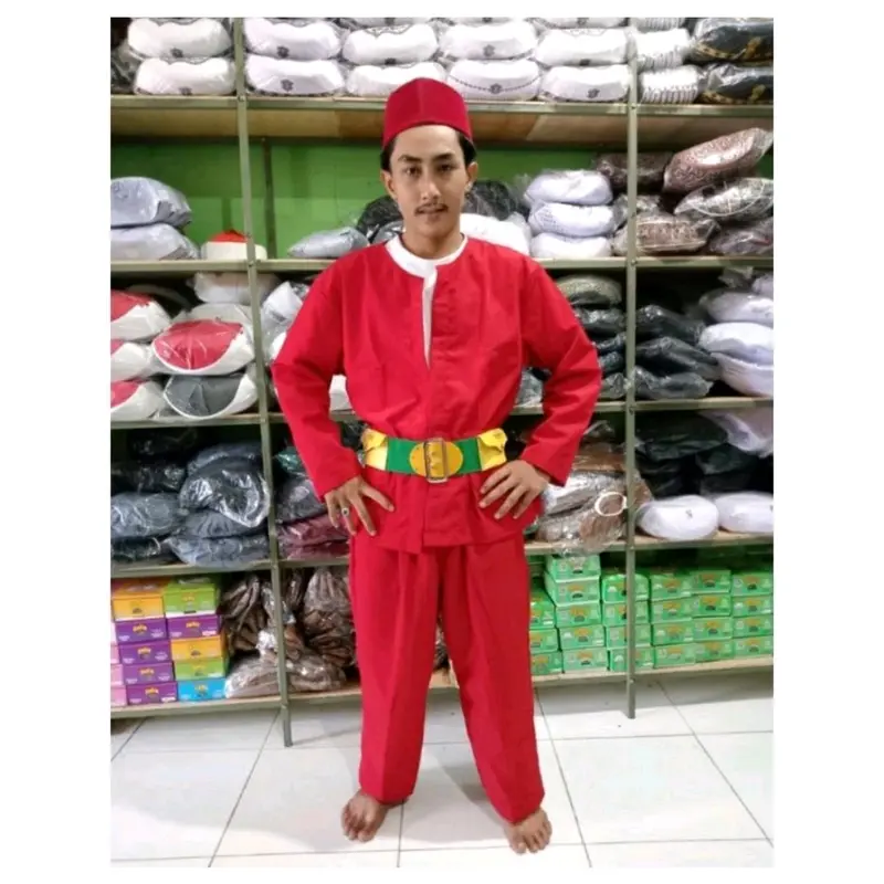 Setelan baju pangsi Dewasa pria Laki-Laki Sunda betawi Jumbo S M L XL Celana Putih 2