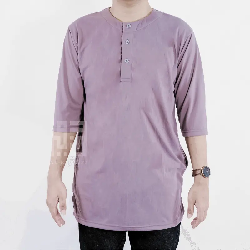 Kurta Pakistan Bahan Kaos Lengan 3/4 Baju Koko Muslim Fashion Dewasa Nyaman Panjang 1