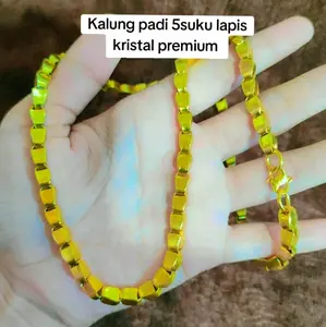 kalung  padi 5suku Sepuhan Lapis Kristal tahan dipakai harian Perempuan