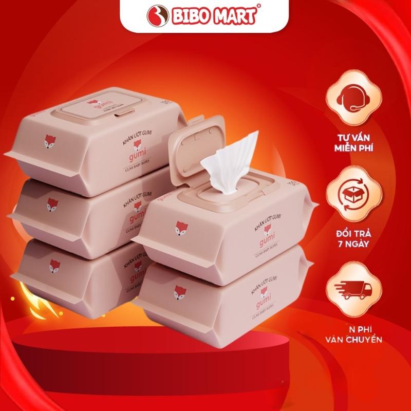 Thùng 10 gói khăn uớt 80 TỜ Gumi không cồn không parabens cao cấp dành cho em bé