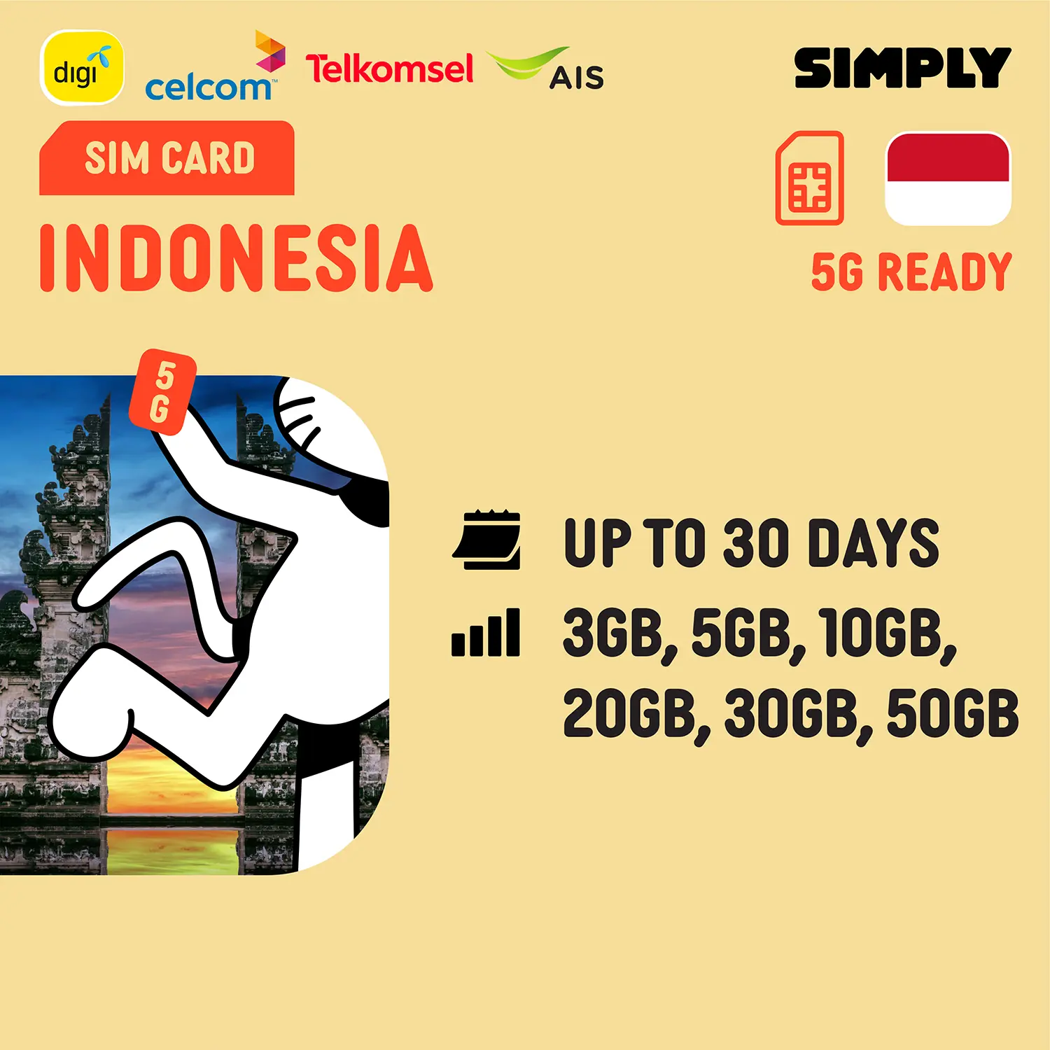 [Indonesia] 15/30 Days | 3GB/5GB/10GB/30GB/50GB (4G) Data SIM Card | No Registration Required