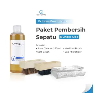 Octopus Paket Pembersih Sepatu Cleaner Bundle Kit 3 Putih 250ml Sabun Cuci Sepatu & Sikat Bulu Kuda Premium Microfiber