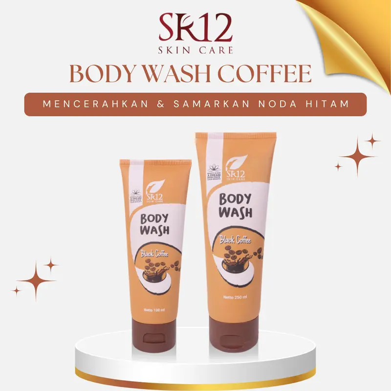 SR12 Body Wash Coffee Sabun Mandi Cair Aroma Kopi Dengan Butiran Scrub Mencerahkan Dan Menyamarkan Noda Hitam 0