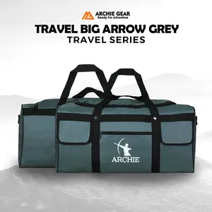 ARCHIE GEAR Tas Travel Bag Archie Big Arroww Warna Abu Multifungsi untuk Perjalanan dan Mudik Tas Baju Besar Jumbo - Wanita, Pria List Hitam