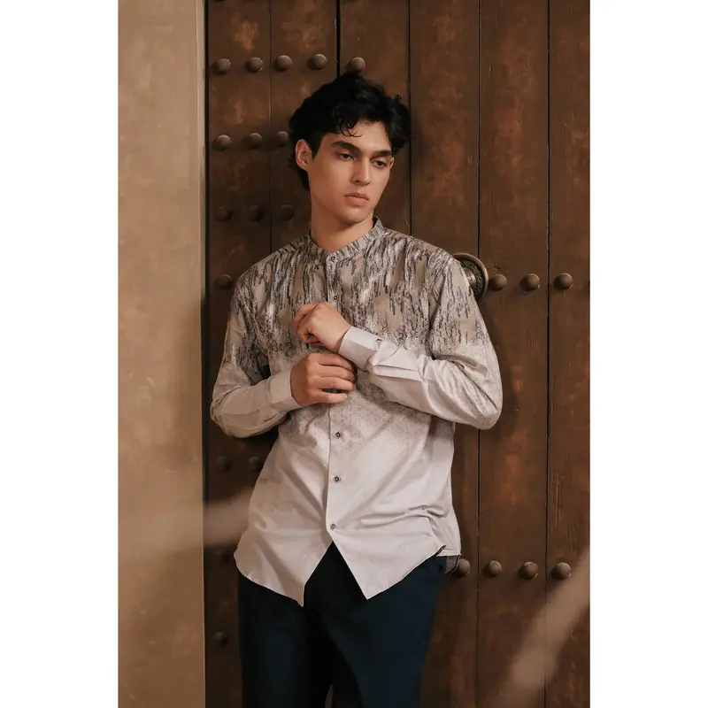 LARUSSO Khair Collection - Kemeja Koko Printing Pria Lengan Panjang - Wutz 1