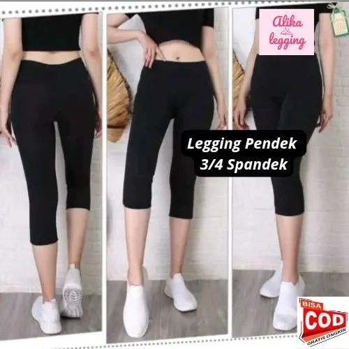 Legging Pendek 3/4 Bahan Licin Spandek / Legging Lutut bahan adem / Legging Olahraga bahan Spandex Legging 3/4  Legging Murah Celana Wanita Outdoor Sport Celana Legging