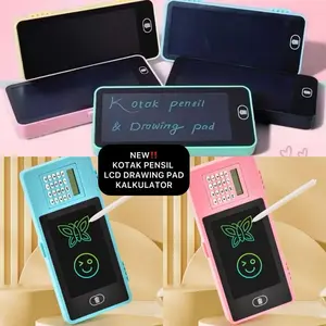 Kotak Pensil Case Lcd Writing Drawing Box Case Pencil Drawing Pad Edukasi 2in1 Mainan Tablet gambar