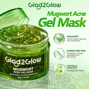 [BPOM] Glad2Glow MUGWORT ACNE GEL MASK - Atasi Jerawat Seketika & Kontrol Minyak! Formula Cerah dengan Daun Mugwort Alami Centella Salicin & SymCalmin, Sensasi Dingin Menenangkan, Cocok untuk Kulit Berminyak dan Berjerawat