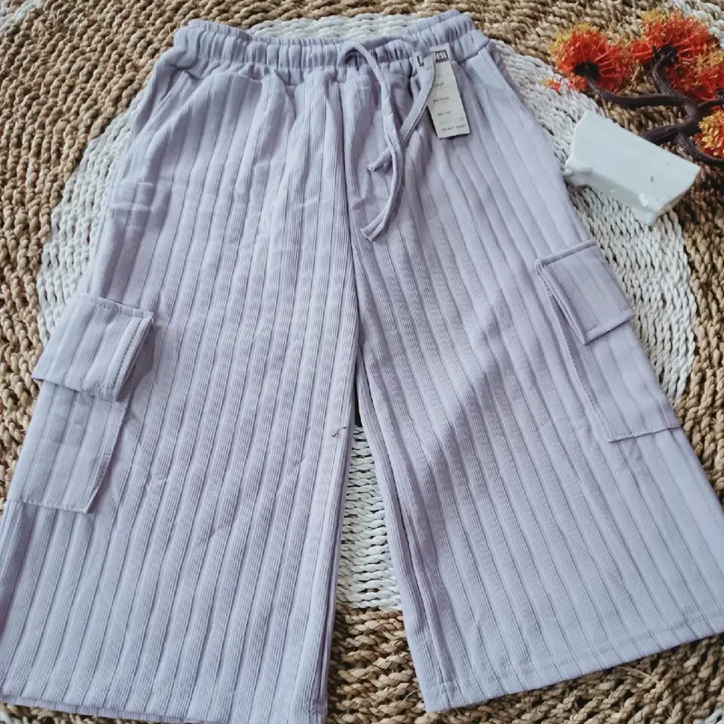 celana kulot pendek- celana pendek cargo.  celana pendek wanita. Hitam Santai Melar Casual Basic sehari hari 3