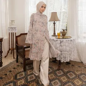 Floral Id - Tunik Motif Renjana Atasan Wanita Kancing Baju Raya Motif Bunga Kekinian dengan Desain Elegan dan Warna Pastel