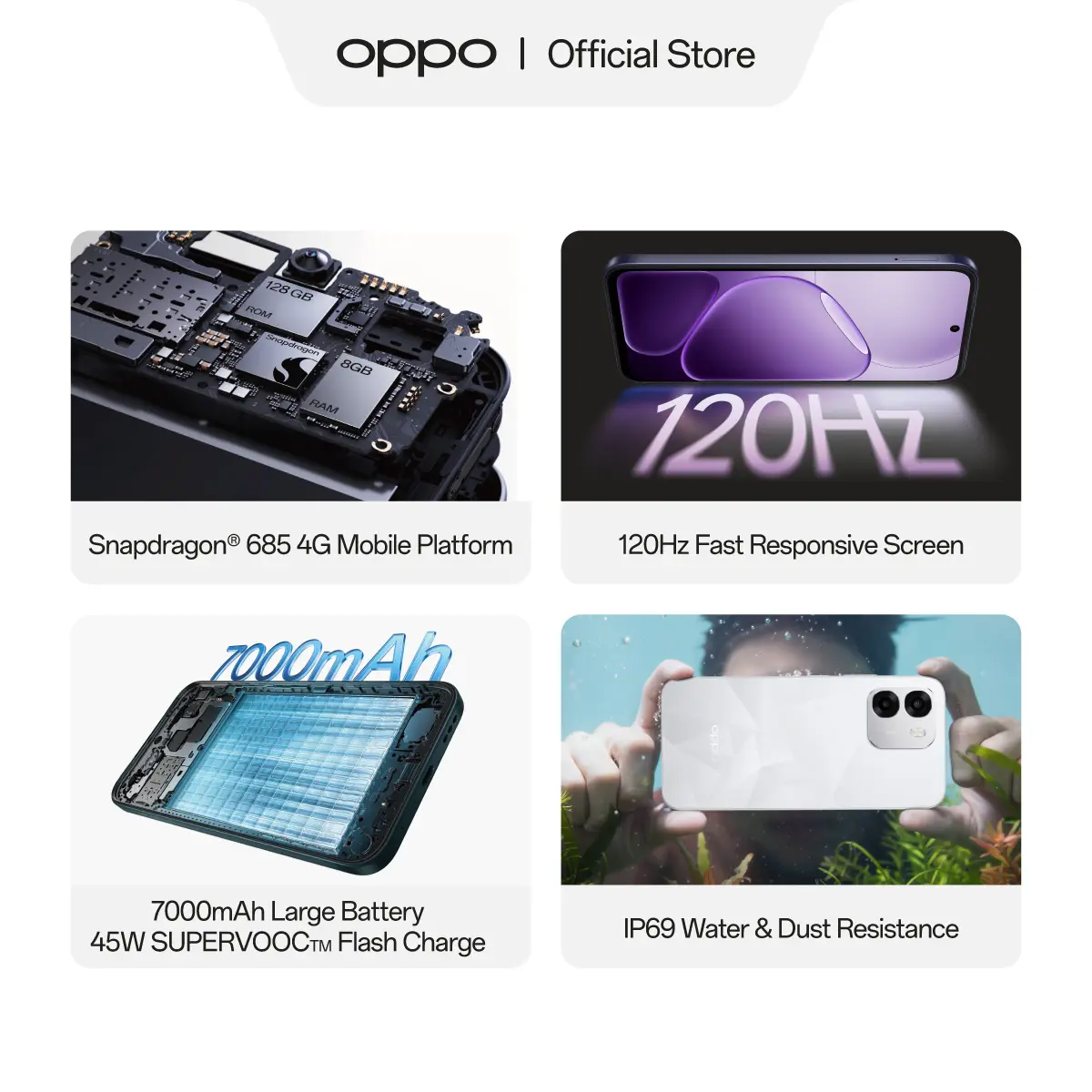 [BARU] OPPO A6t Pro 8GB/128GB Online Exclusive Smartphone [Snapdragon 685, 70000mAh Large Battery 45W SUPERVOOC, IP69 Water & Dust Resistance]