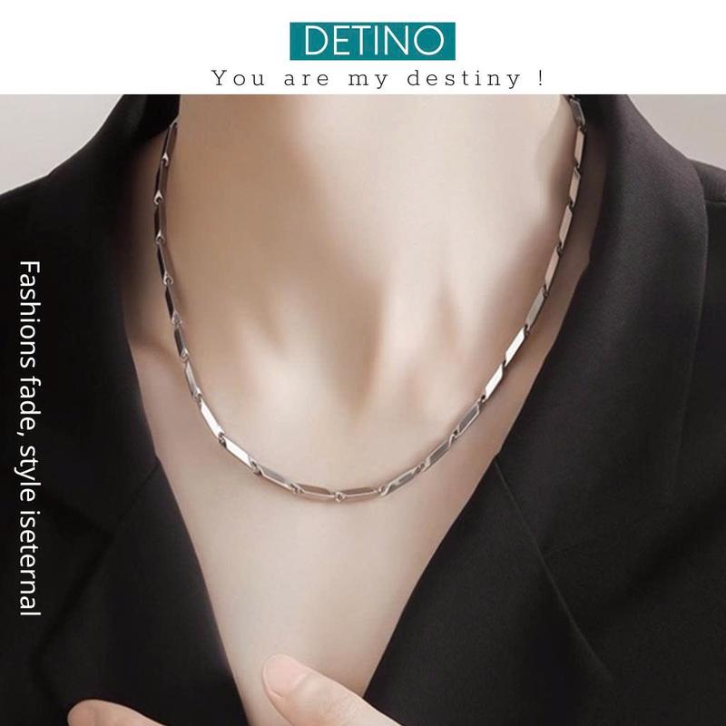  Dây chuyền nam titan khúc trơn màu bạc vòng cổ nam đẹp không gỉ thời trang DETINO DC15 