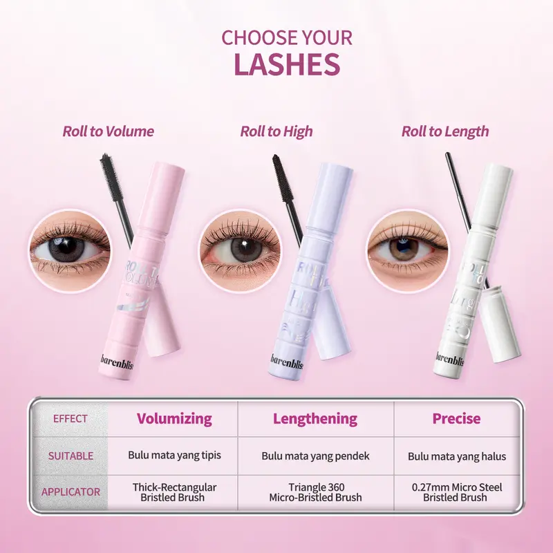 【MUST HAVE】BNB barenbliss Roll to Length Steel Mascara | Iron Mascara, Waterproof, Sweatproof & Smudgeproof, Maskara 24 Jam Panjang & Lentik, Tanpa Gumpal, dengan Vitamin E 5