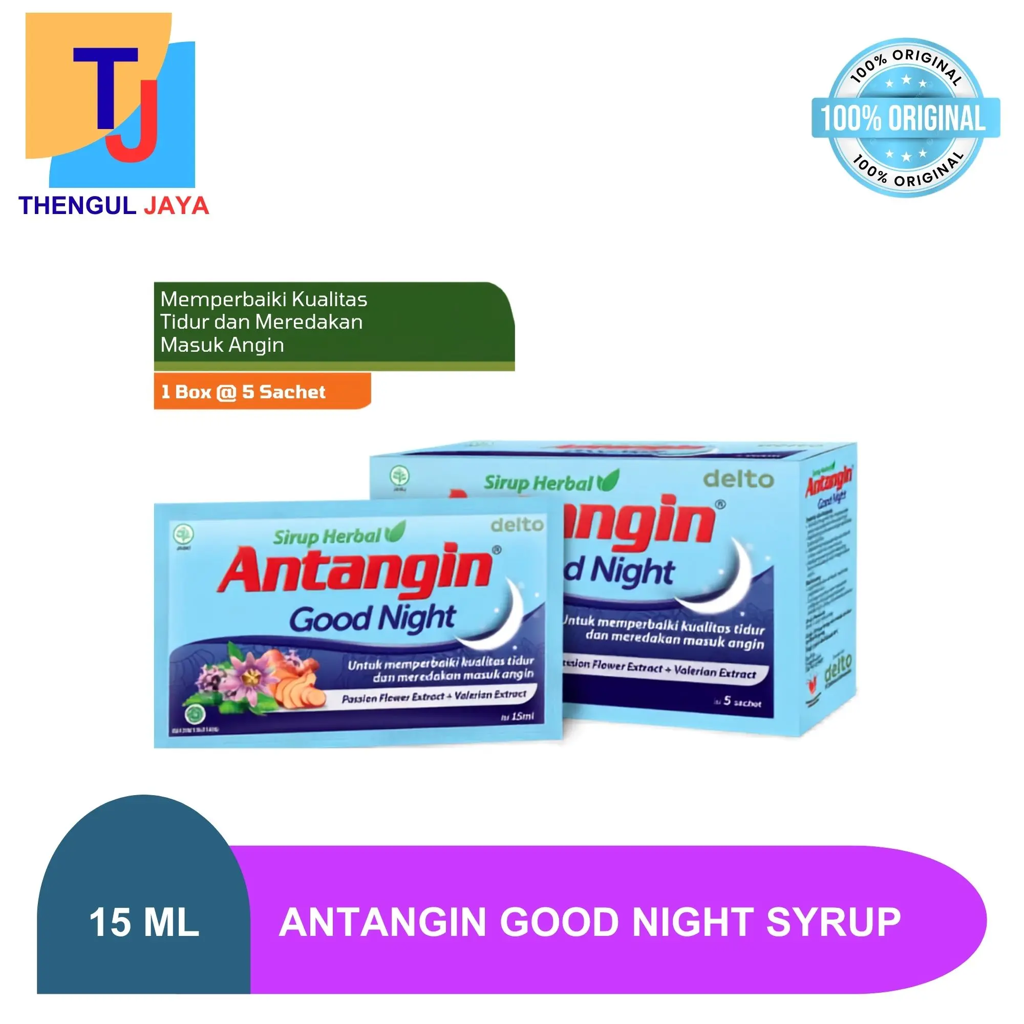 Antangin Good Night Syrup D5 - Obat Herbal Cair untuk Meredakan Masuk Angin & Meningkatkan Kualitas Tidur 100% Original & Halal