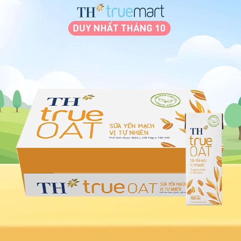 Thùng 48 hộp sữa yến mạch vị tự nhiên TH true OAT 180 ml (180 ml x 48)