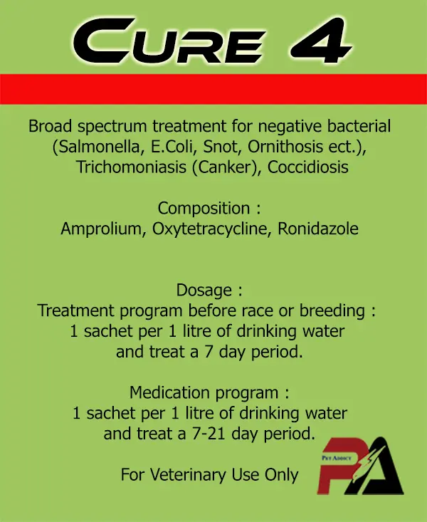 Cure 4 all in one AIO obat hewan goham snot coccidiosis merpati raptor