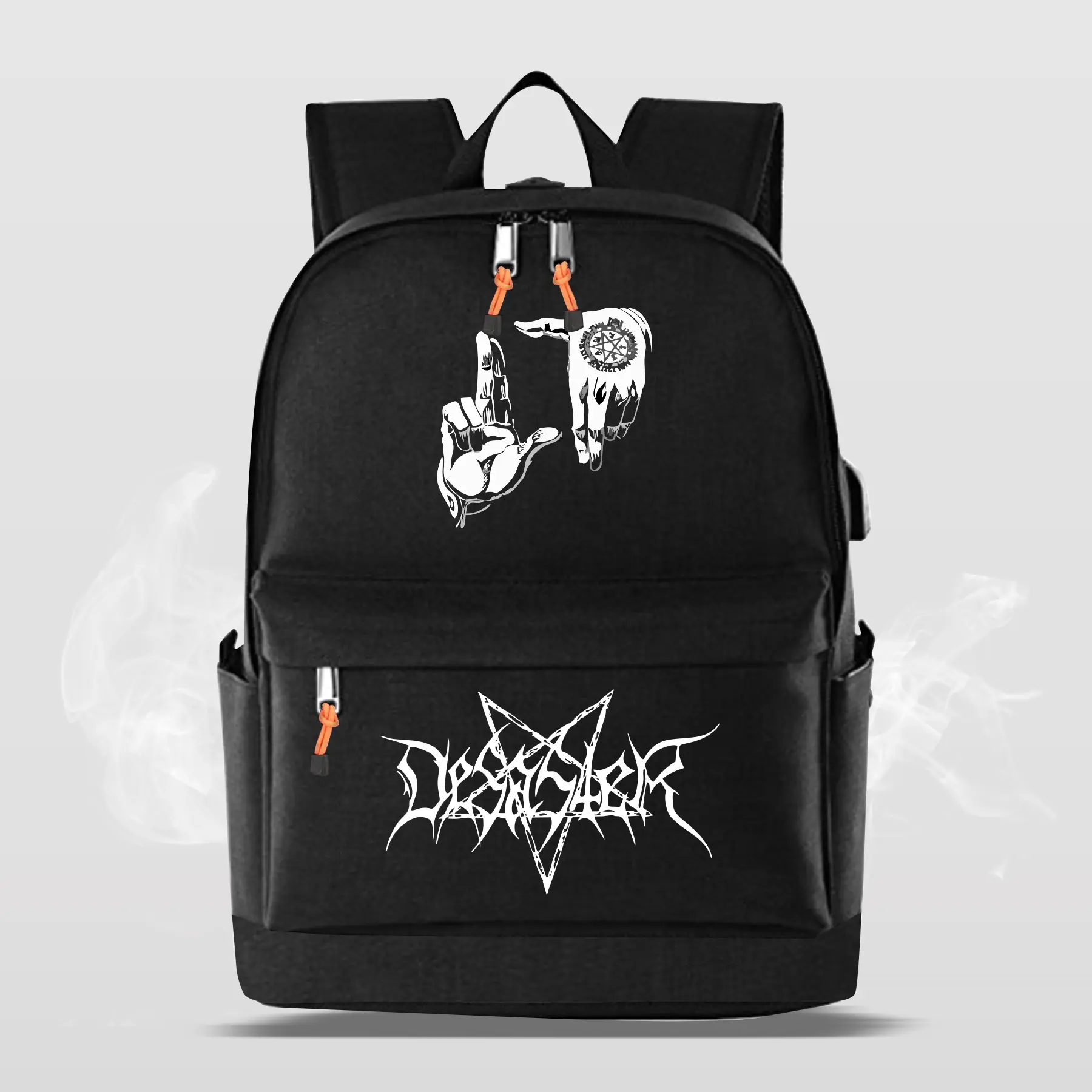 Tas Ransel Distro Unisex Pria Wanita Motif Metal Trendy Backpack Fashion Anak Sekolah SD SMP SMA Terkini