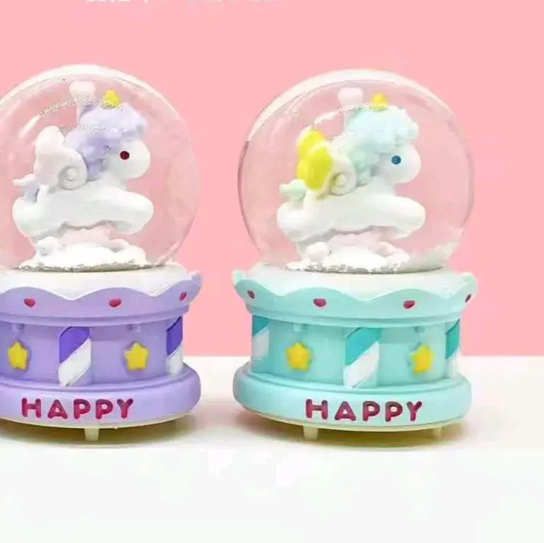 mini snowball princess castle Bola air salju lampu warna warni kastil 0