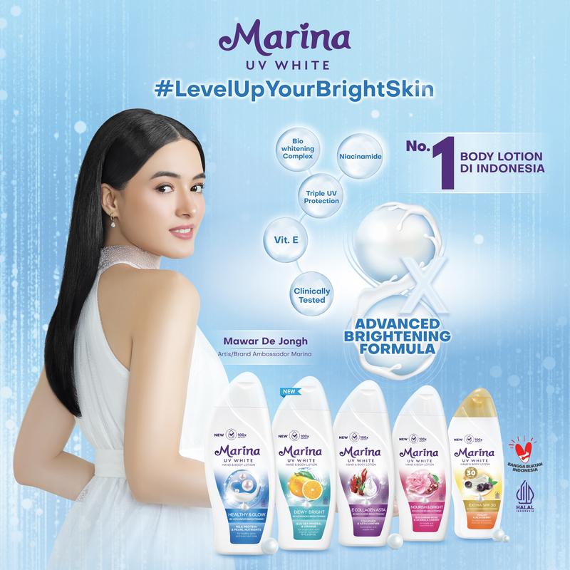 Marina Hand Body Lotion UV White - Healthy & Glow [460 ml / 2 pcs] Exp : 09.2027 - Mencerahkan Kulit 2