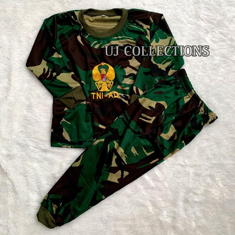 Setelan kaos anak tangan panjang loreng malvinaz - Baju treaning anak loreng army kids unisex Bordir Celana Fashion 1