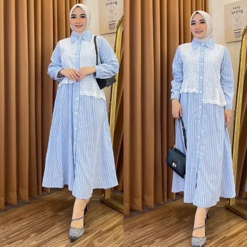 MIDI DRESS DERA / TUNIK REMAJA MIX BRUKAT SIMPEL / FASHION BUSANA MUSLIMAH / KEMEJA WANITA TERMURAH 1