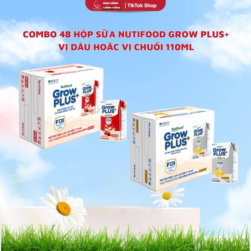 Live Daily Combo 48 Hộp Sữa Nutifood Grow Plus+ Vị dâu Hoặc Vị Chuối 110ml