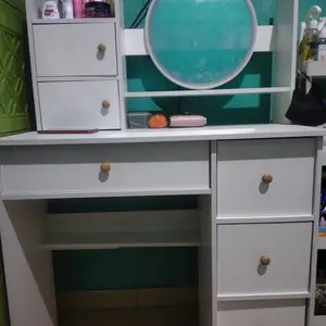 Etife Meja Rias Minimalis / Meja Rias Aesthetic Dengan Cermin & Rak / Meja Kosmetik Penyimpanan / Furniture Kamar / Meja Rias + Kursi (Opsional) / Dipan & Set Kamar Tidur