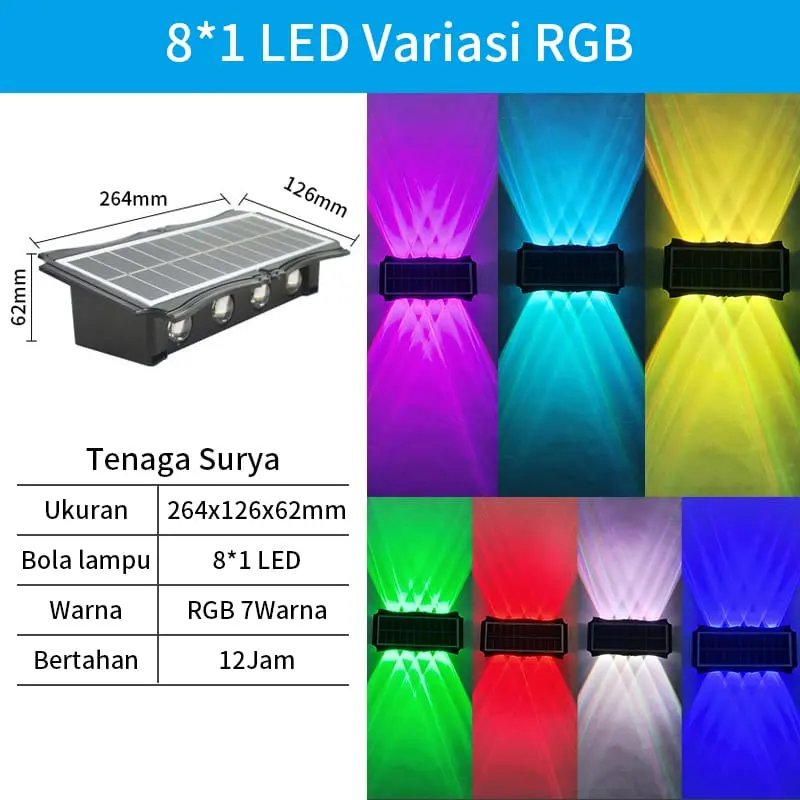 [BISA COD] Lampu LED Tenaga Surya Lampu Hemat Energi Lampu Anti Air Lampu Dinging Hias Taman Lampu Otomatis Solar Cell Panel 8 LED 1