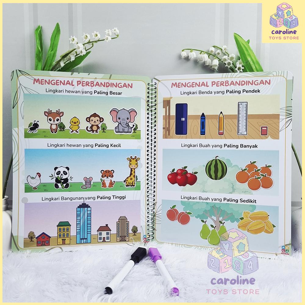 Buku Aktivitas FUNBOOK Aktivitas Hapus Tulis Paud Pra TK 2 3 4 Tahun Gratis Spidol