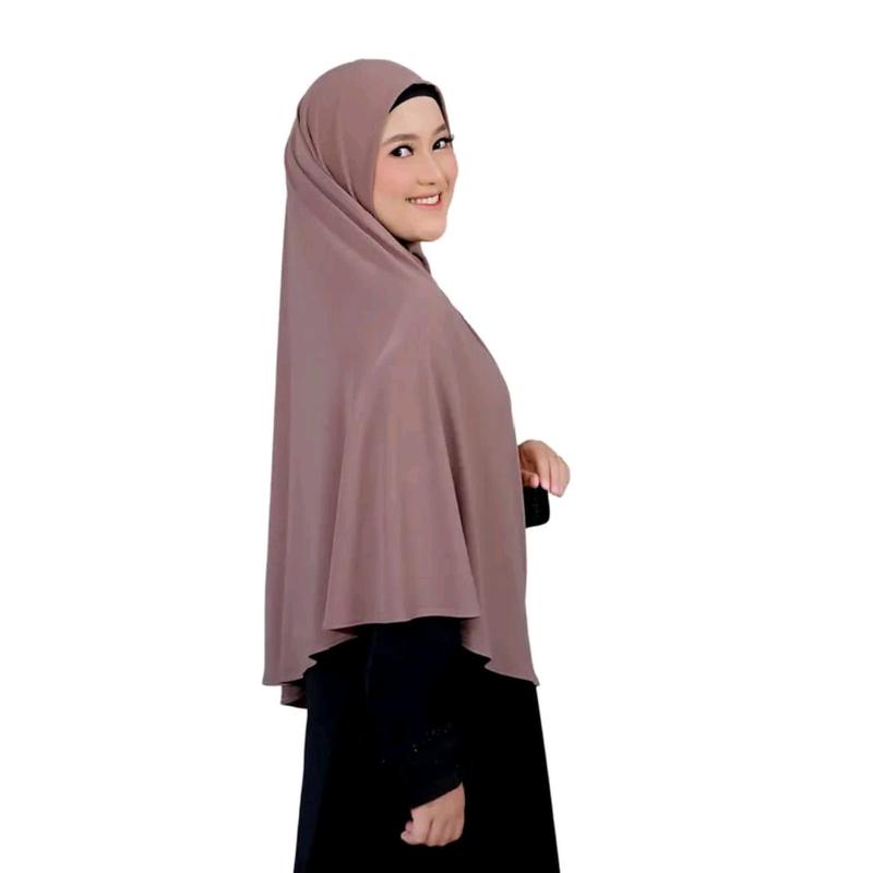 jilbab dewasa yumna L Hijab instan non pet syar'i Jersey super premium oval panjang bordir kerudung dewasa 2
