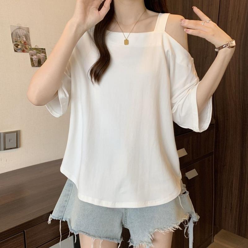 Atasan Wanita Dewasa Import Polosan Tali 1 Off Shoulder Kekinian Korean Style 3