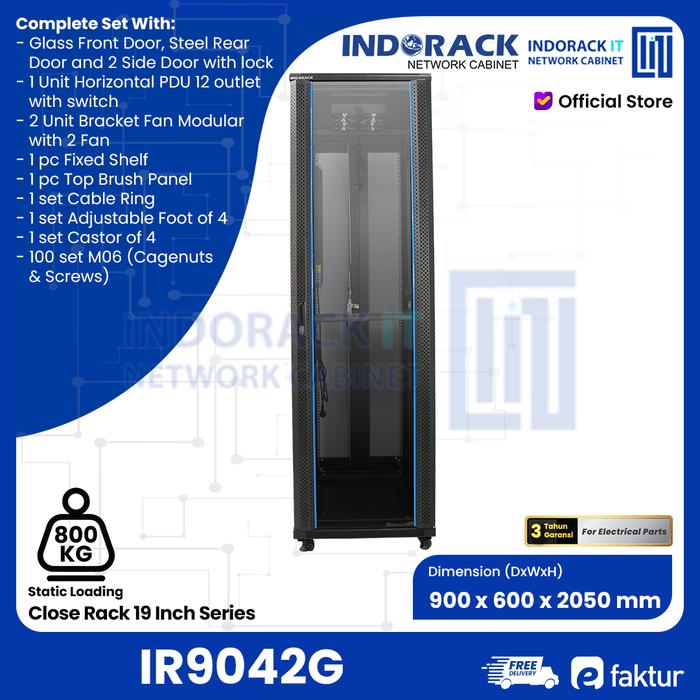Promo Rack Server 19''42U IR9042G Depth 900mm Indorack Close Rack Glass ...