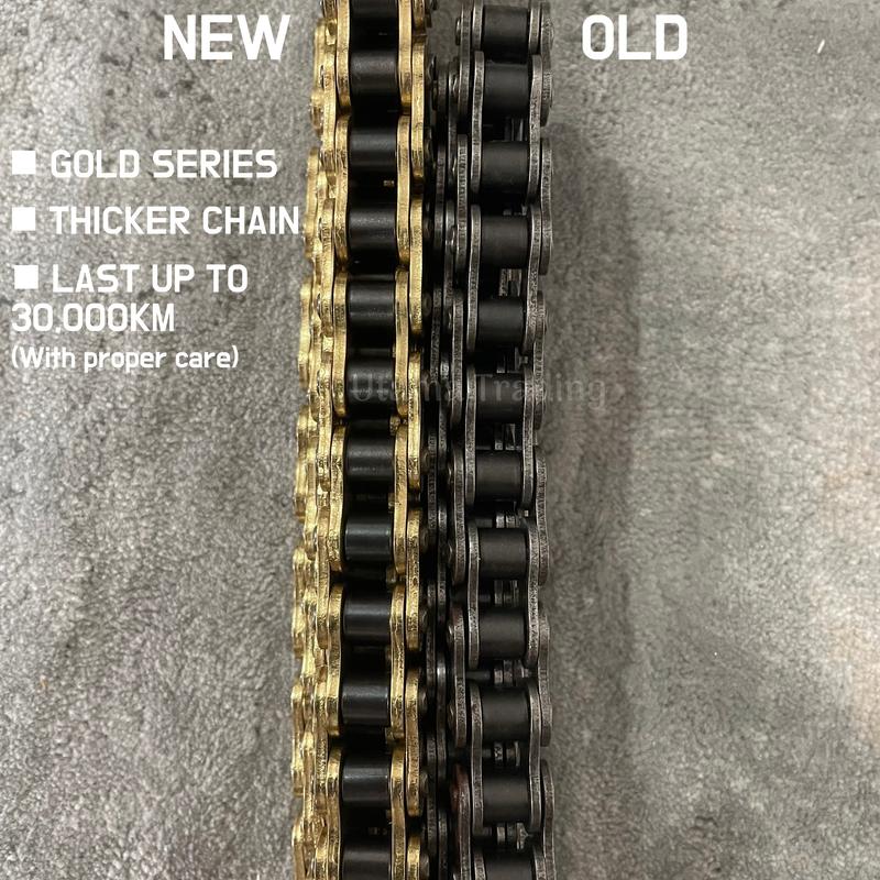Product Introduction of (SMP X MTK  HEAVY DUTY 428) YAMAHA RXZ/ SS/ LC135/ Y125ZR/ Y110/ Y100/ Y75/ Y80 Front+Rear Sprocket+Gold Chain Motor Combo Set Hardened S20C Carbon Steel Heavy Duty Fine Blanking Technology Alloy Motorcycle Silver 51