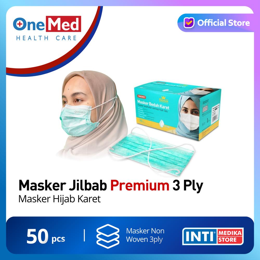 ONEMED - Masker Jilbab PREMIUM 3 Ply | Surgical Headloop Mask | Masker Hijab Karet
