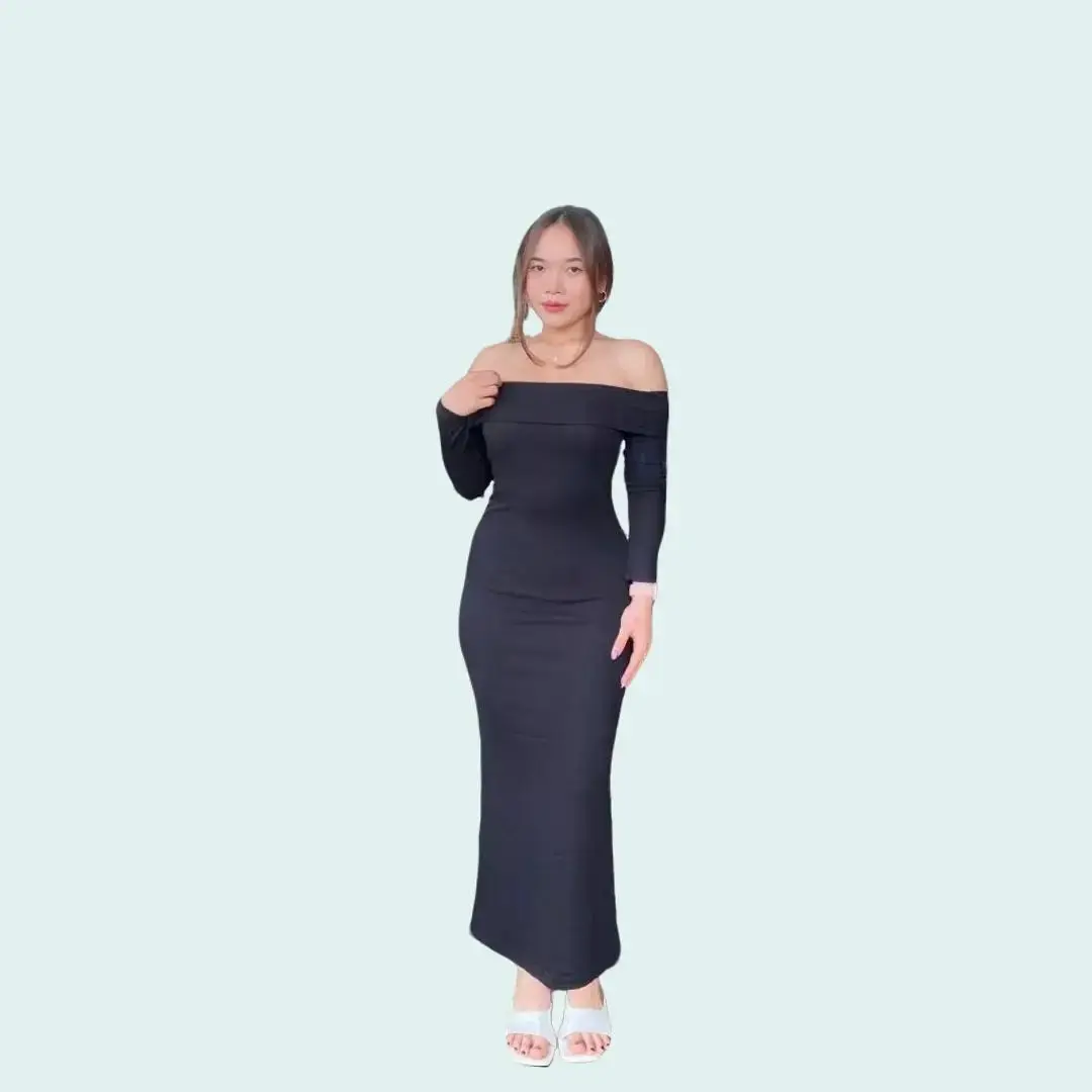 Sabrina long dress | Wanita Rib Knit Premium Panjang