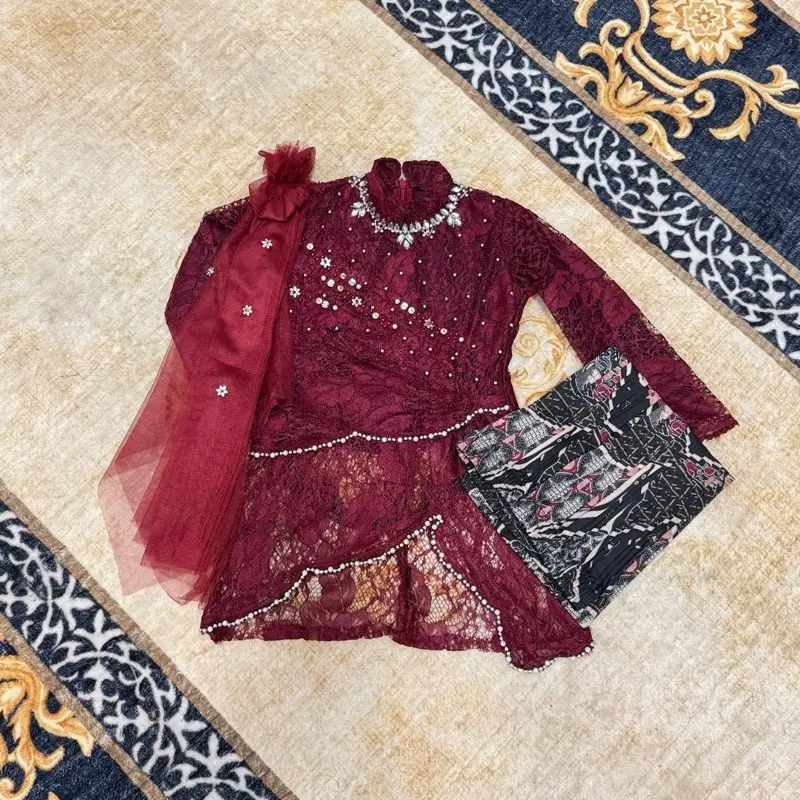 Kebaya Anak Selena Setelan Baju Anak Usia 4-12 tahun Kebaya Brukat Anak Perempuan 0