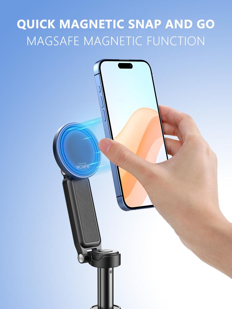 Product Introduction of 3-in-1 Magnetic Phone Grip，Magsafe phoneholder，Wonew Palm-Size Selfie Stick/Tripod，travel selfie portable，with Bluetooth remote， 13